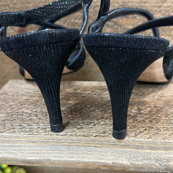 Stuart Weitzman Axis Strappy Heels – Black Goosebump Nappa – Size 8.5M - Picture 6 of 8